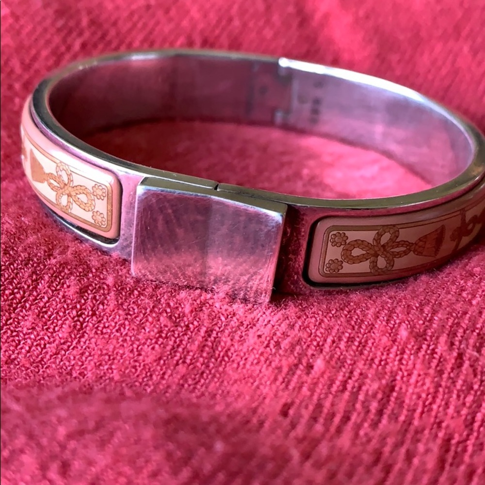 Hermès narrow loquet bangle enamel sterling silver